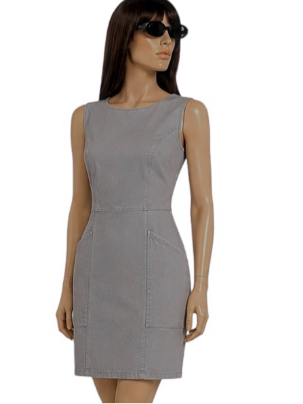 Boden Helena Chino Dress Gray Cotton Blend Sleeveless Pockets Size 10P